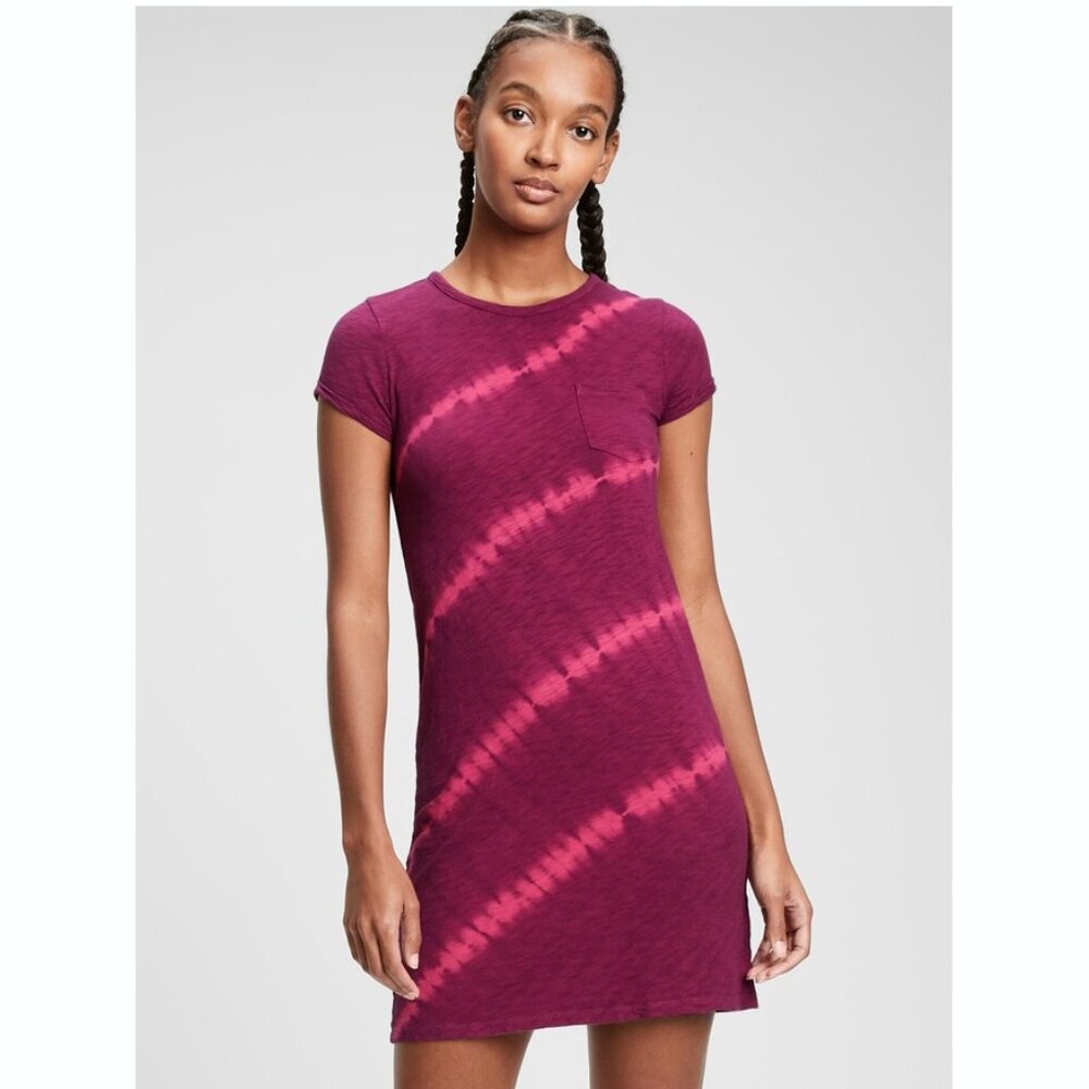 Gap Women's Dip Dye Short Sleeve Mini Pocket Dress